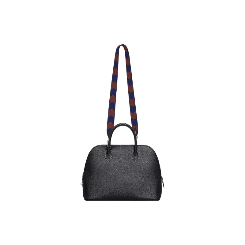 HERMES Flipperball Canvas With Swift Calfskin Bag Straps Women's Black With Sapphire Blue Accents-1
