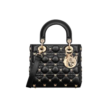 DIOR Lady Dior Sheepskin Dior Bag Shoulder Bag Crossbody Bag Handbag Small Size Women's Black