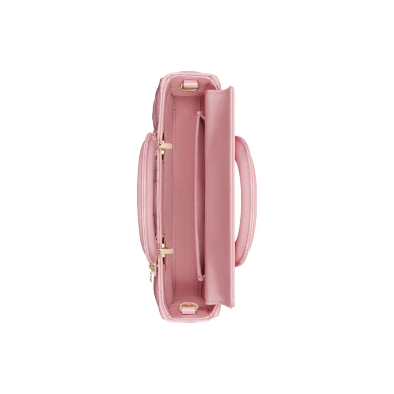 DIOR Lady D-JOY Shiny Cow Leather Shoulder Bag Crossbody Bag Handbag Small Size Women's Peach Pink-3