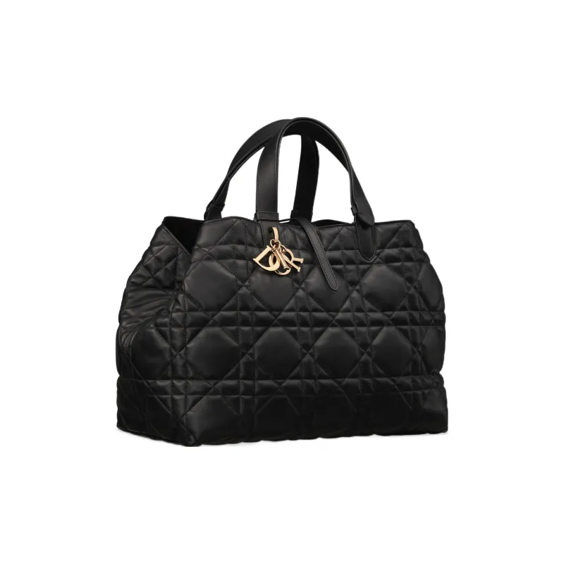 DIOR Cow Leather Handbag Large Size Women's Black-1