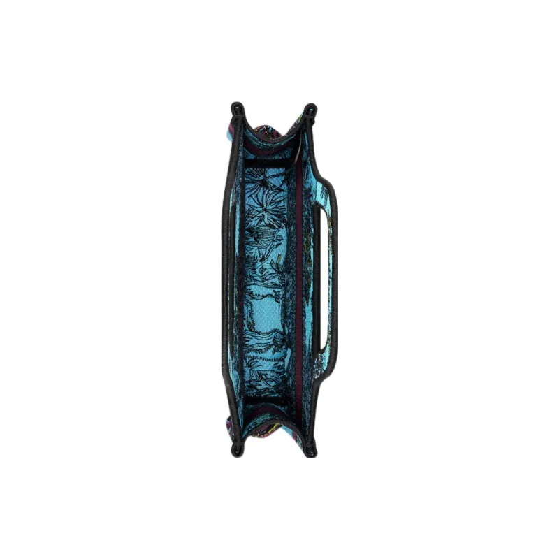 DIOR BookTote Embroidery Tote Bag, Shopping Bag, Handbag Mini Women's Space Blue & Multicolor-3