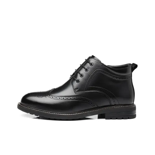 QIAONAI Dress Shoes Men High-Top Black