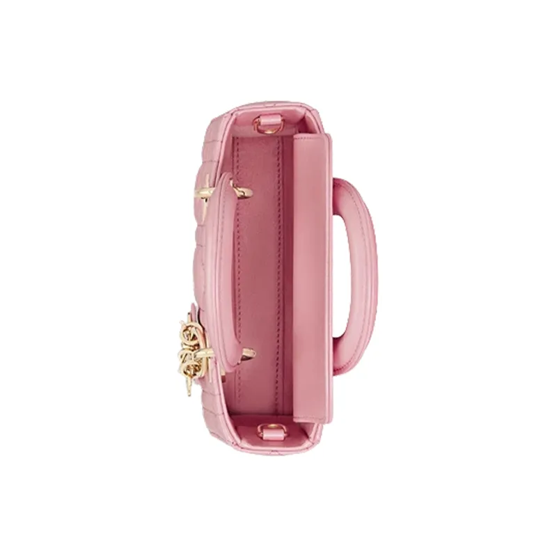 DIOR Lady D-JOY Pearlescent Sheepskin Shoulder Bag Crossbody Bag Handbag Extra Mini Women's Peach Pink-5