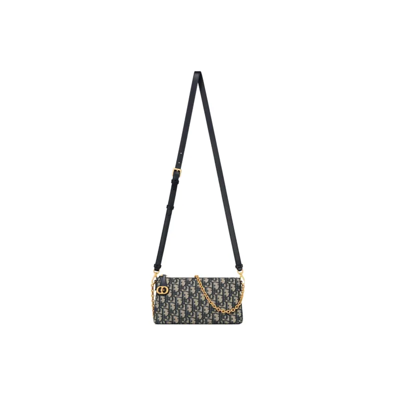 DIOR 30 Montaigne Oblique Printed Fabric Portable Crossbody Bag, Shoulder Bag Women's Blue-5