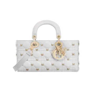 DIOR Lady D Joy Sheepskin Lady Dior Bag, Shoulder Bag, Crossbody Bag, Handbag Medium Size Women's White