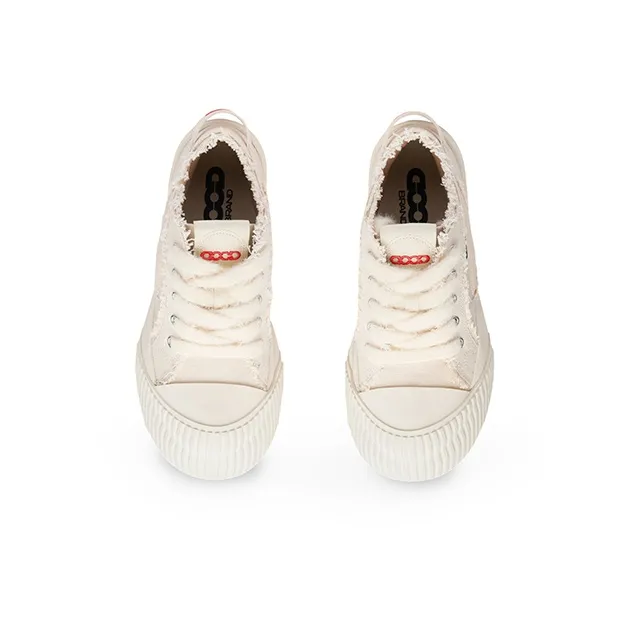 GOODBRAND Low Top Canvas Shoes Unisex Almond White-6