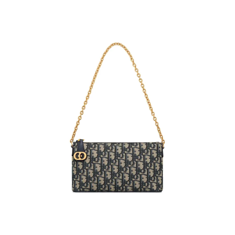DIOR 30 Montaigne Oblique Printed Fabric Portable Crossbody Bag, Shoulder Bag Women's Blue-4