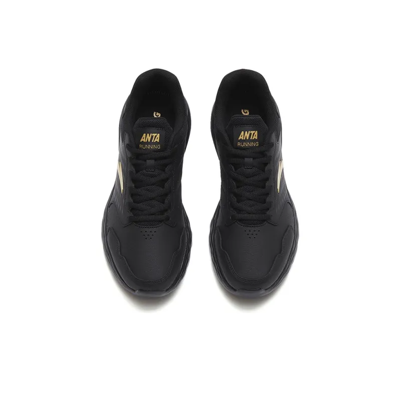 Anta Cushioned Slip Resistant Abrasion Resistant Low Top Casual Running Shoes Men's Black Gold-2