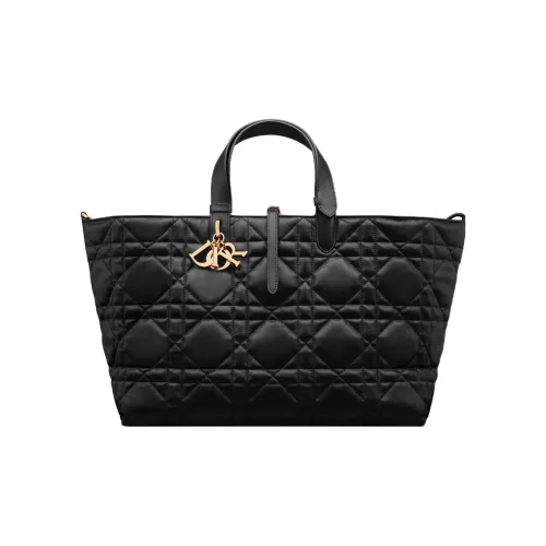 DIOR Cow Leather Handbag Large Size Women's Black