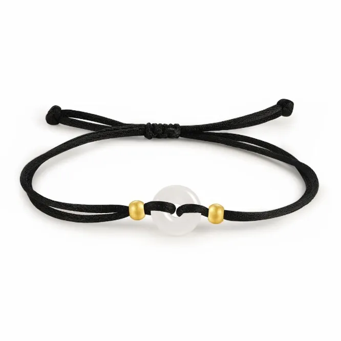 FMC Solid Gold Hetian Jade Bracelets Unisex White Jade-0