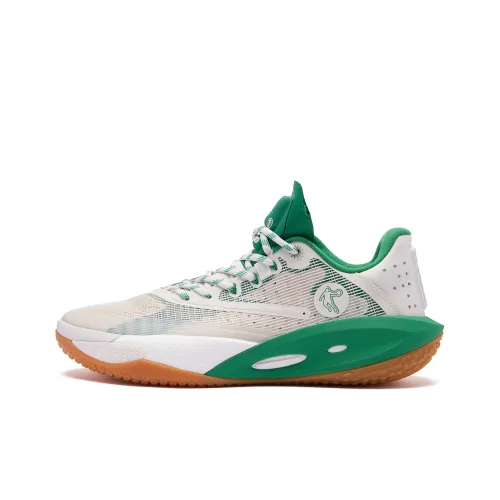 QIAODAN Sharp RISE Basketball Shoes Men Mid-Top White/Green