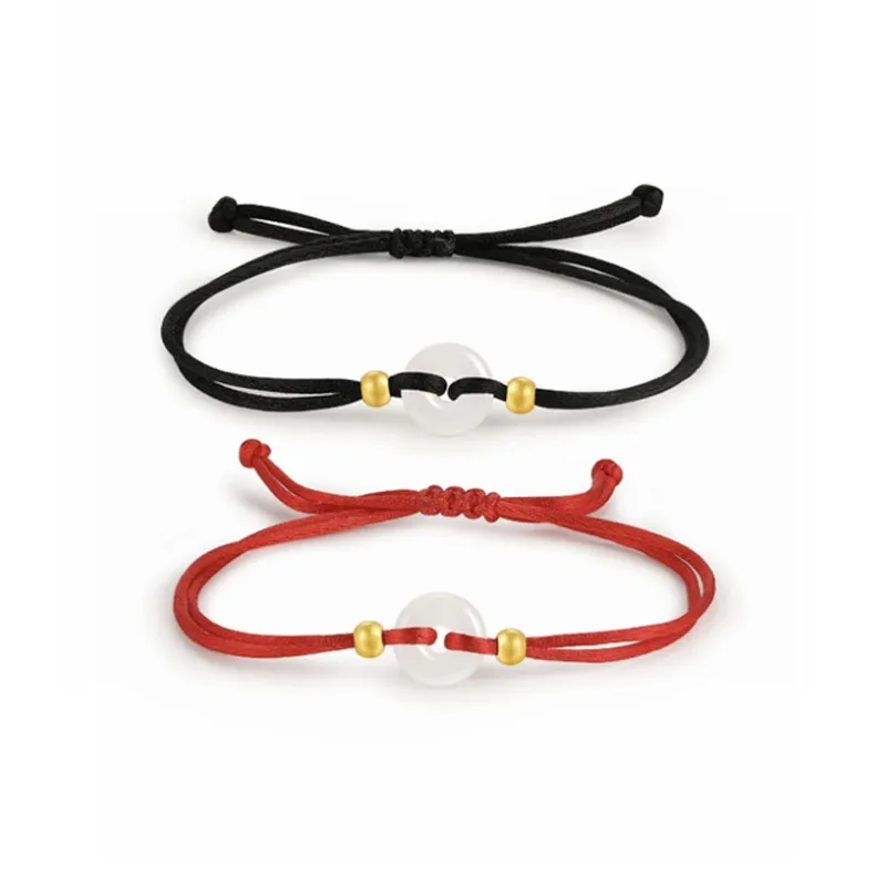 FMC Solid Gold Hetian Jade Bracelets Unisex White Jade-4