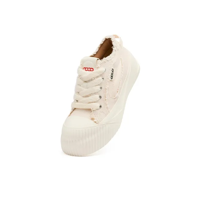 GOODBRAND Low Top Canvas Shoes Unisex Almond White-5