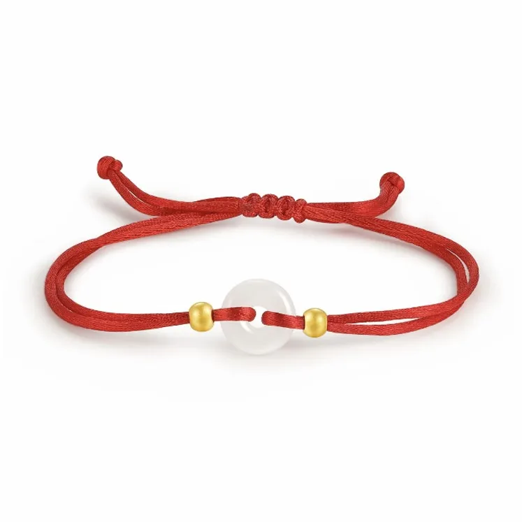 FMC Solid Gold Hetian Jade Bracelets Unisex White Jade-3