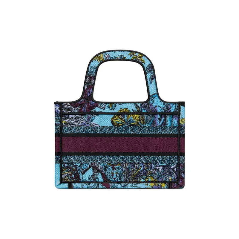 DIOR BookTote Embroidery Tote Bag, Shopping Bag, Handbag Mini Women's Space Blue & Multicolor-2