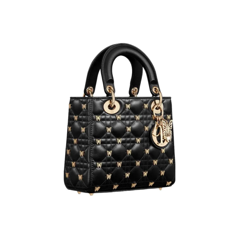 DIOR Lady Dior Sheepskin Dior Bag Shoulder Bag Crossbody Bag Handbag Small Size Women's Black-1
