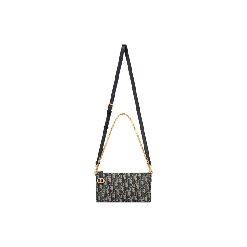 DIOR 30 Montaigne Oblique Printed Fabric Portable Crossbody Bag, Shoulder Bag Women's Blue-6