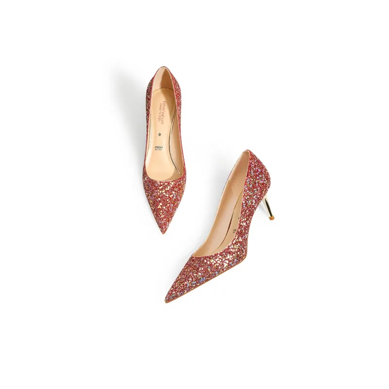 PJJUU Slim Heel High Heels 6.5cm Women's Red-3