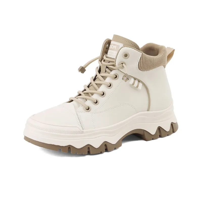 JOSINY Fleece-Lined Warm Vintage Trendy Versatile Workwear British Style High-Top Casual Shoes Women's-1