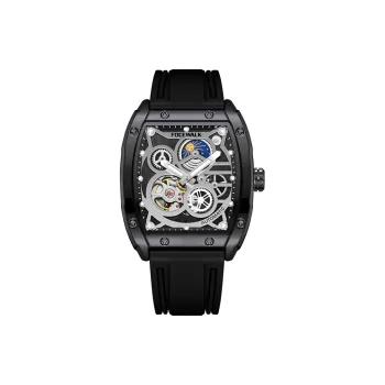 FOCEWALK Aurora Mechanical Movement Silicone Strap Watch Men's Watches Cut Out Dial