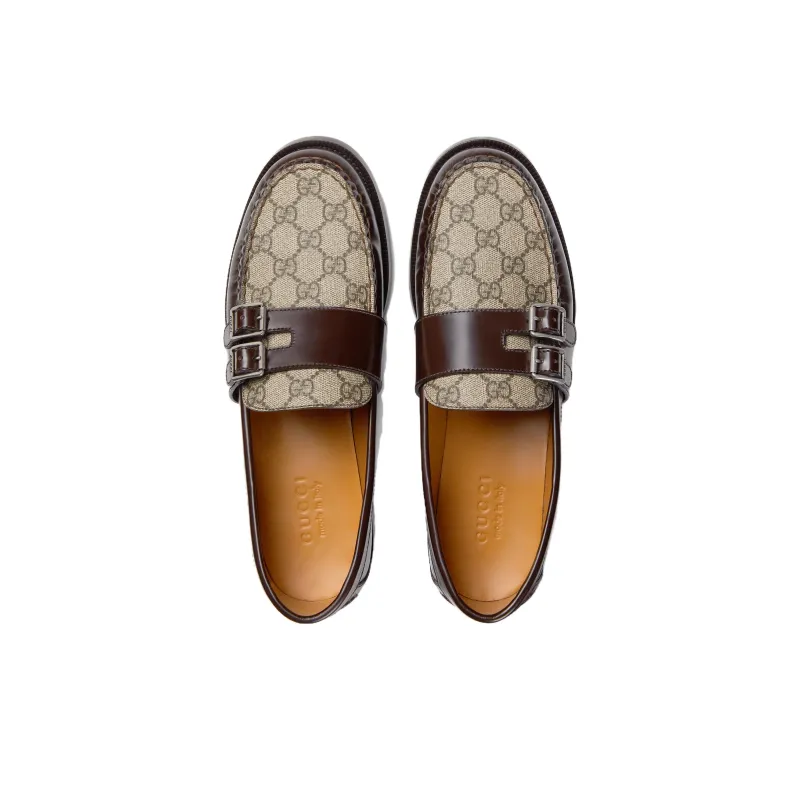 GUCCI Buckle Loafer 'GG Monogram Dark Brown'-3