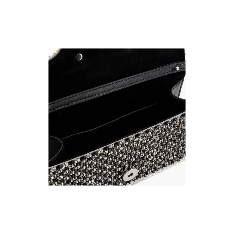 Valentino Locò Leather Shoulder Bag Women's Silver-4