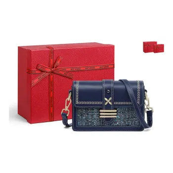 C°BANNER Cow Split Leather Synthetic Leather Textile Backpack Small Square Bag Crossbody Bag Shoulder Bag Women's Blue
