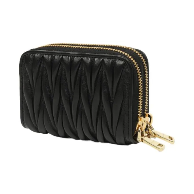MIU MIU Matelassé Nappa Soft Leather Wallet Women's Black-4