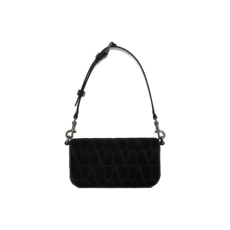 Valentino Cotton With Sheepskin Portable Crossbody Bag Shoulder Bag Men's Black-2
