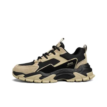 Jeep Wear resistant, Lightweight, Breathable, And Non slip. Low Top Chunky Sneakers Men's Black Brown