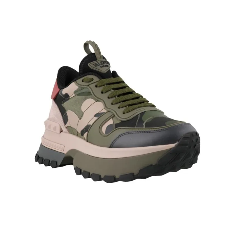 Valentino Rockrunner Low Top Casual Shoes Women's Green Pink-2