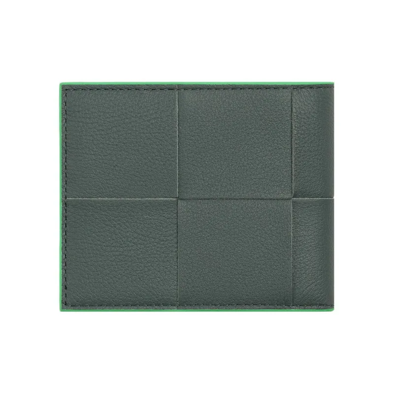 Bottega Veneta CASSETTE Cow Leather Wallet Small Size Men's Slate & Mermaid Green-1