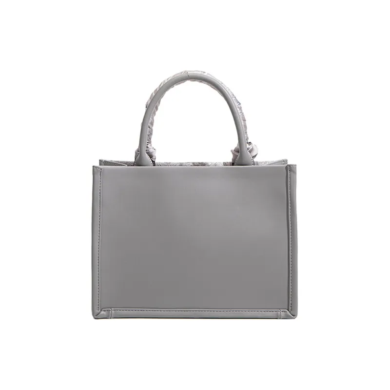 MISS GAIL Artificial Leather Tote Bag, Shopping Bag, Handbag Medium Size Women's Blue/Gray-5