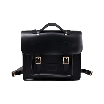 HAWA PU Uniform Crossbody Messenger Bag Backpack Medium Size Unisex Black/Burgundy