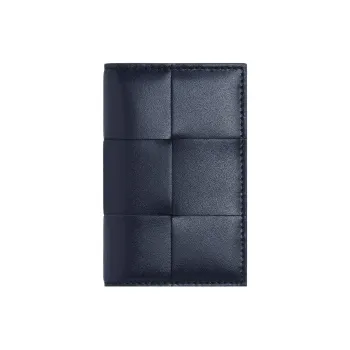 Bottega Veneta Cow Leather Card Holder Regular Men's Space Blue & Mud Brown