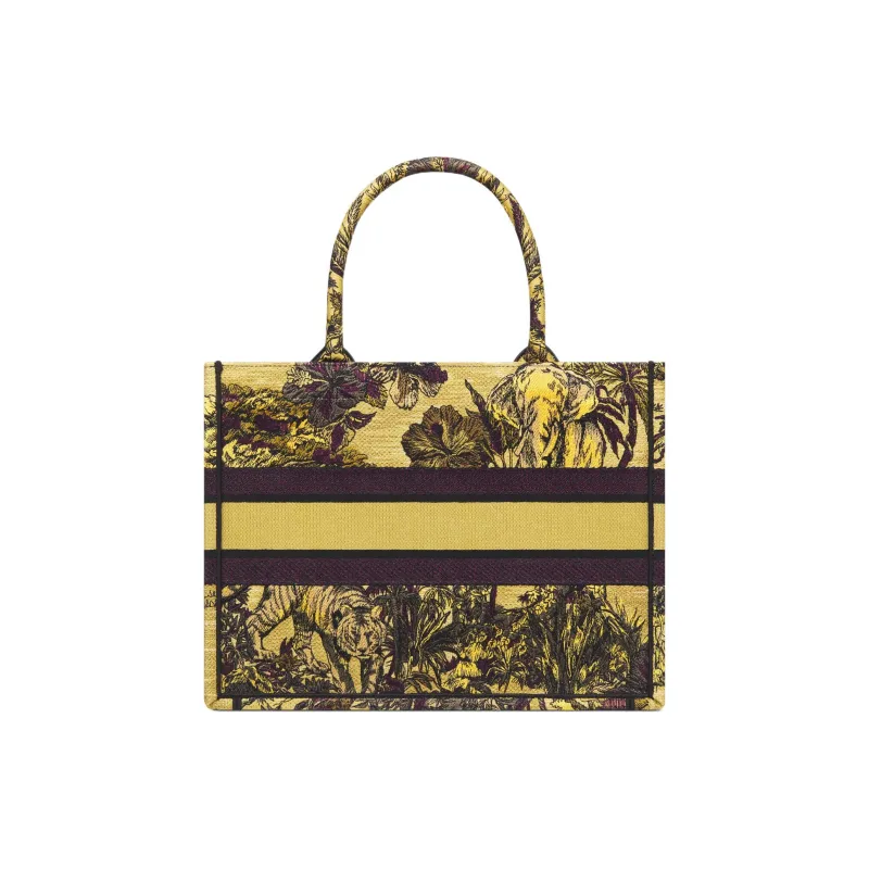 DIOR BookTote Embroidery Tote Bag Shopping Bag Handbag Medium Size Women's Yellow & Multicolor-2