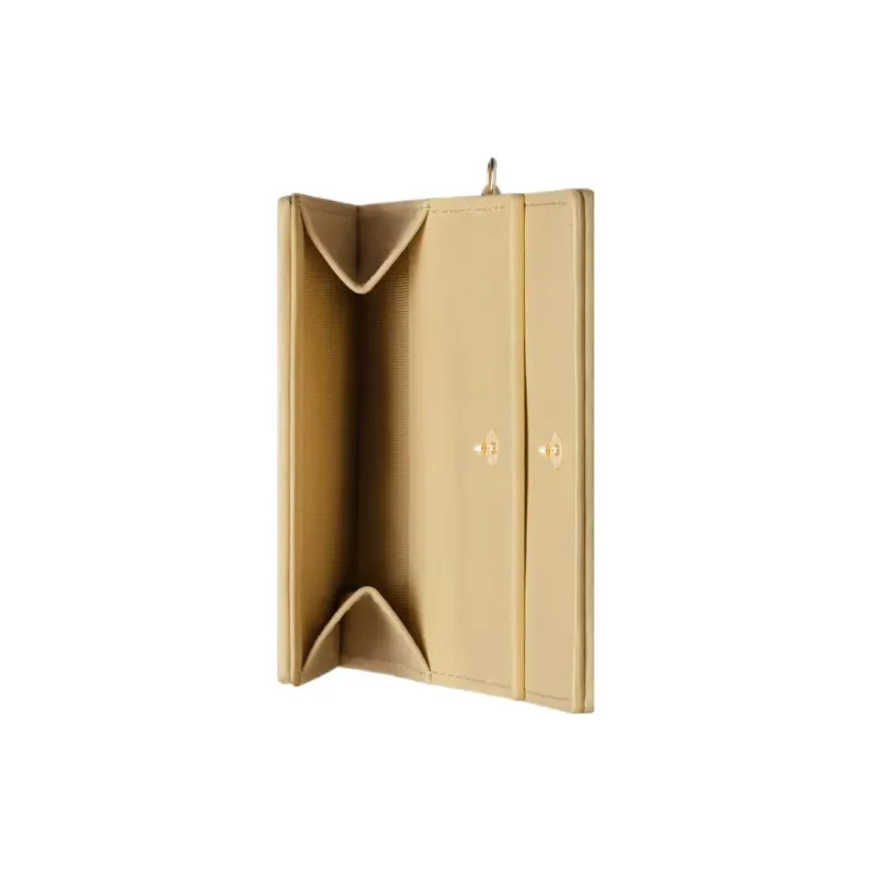 DIOR Lady Dior Soft Lambskin Handheld Card Holder Wallet Women's Light Yellow-3