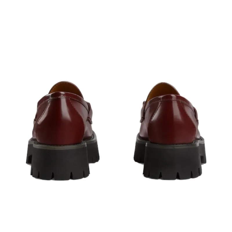GUCCI Horsebit Loafers Women's Burgundy-4