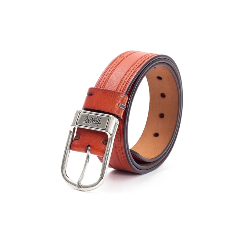 KENMO Vintage Pin Buckle Individual Trendy Cow Leather Leather Belts Men's Width  3.5cm-4