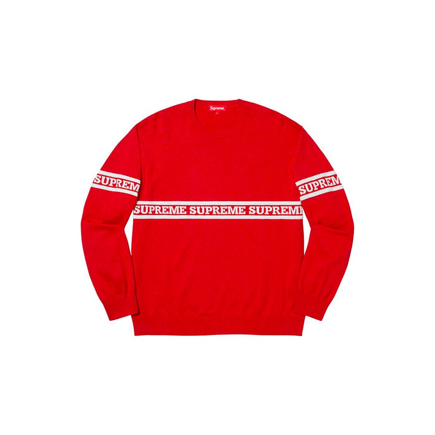 Supreme logo deals striped knit top red