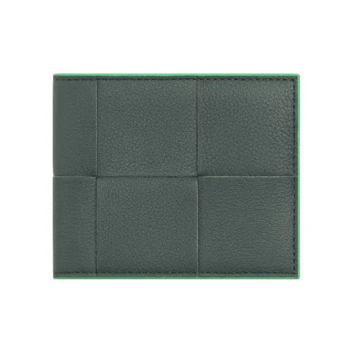 Bottega Veneta CASSETTE Cow Leather Wallet Small Size Men's Slate & Mermaid Green