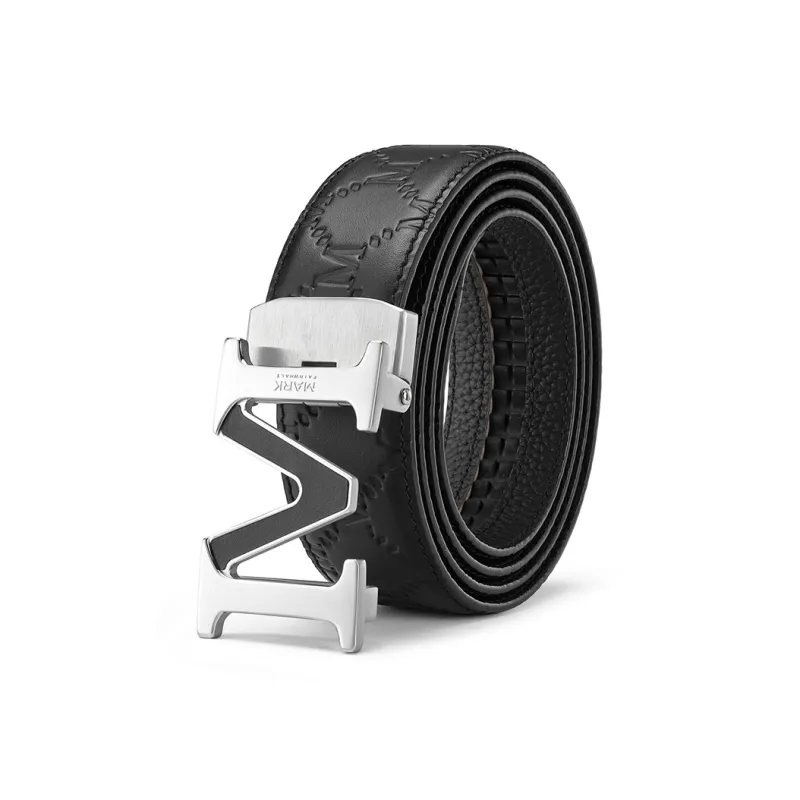 FAIRWHALE Brand Logo Stainless Steel M Automatic Buckle Top Grain Cow Leather Genuine Leather Belts Men's Width 3.5CM-3