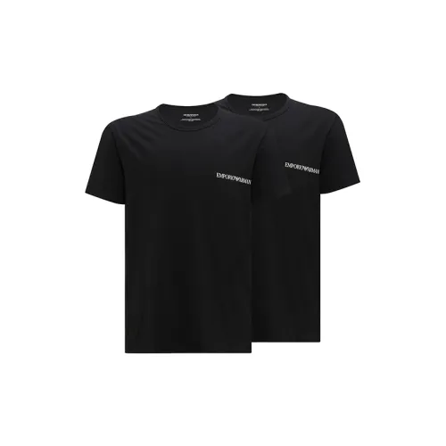 EMPORIO ARMANI T-Shirts Men Set Of 2 Black+Black