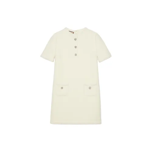 GUCCI Short-Sleeved Dresses Women's Ivory White