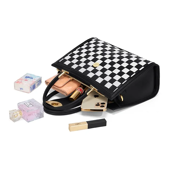 MAKEUP KITTEN Handbags Elegant Checkered[Shopping Bag Included]-5