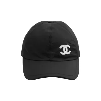 CHANEL Cotton Baseball Caps Unisex Black