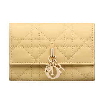 DIOR Sheepskin Wallet Extra Small Women's Light Yellow