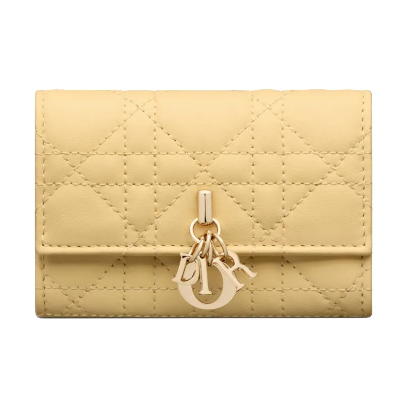 DIOR Sheepskin Wallet Extra Small Women's Light Yellow-0