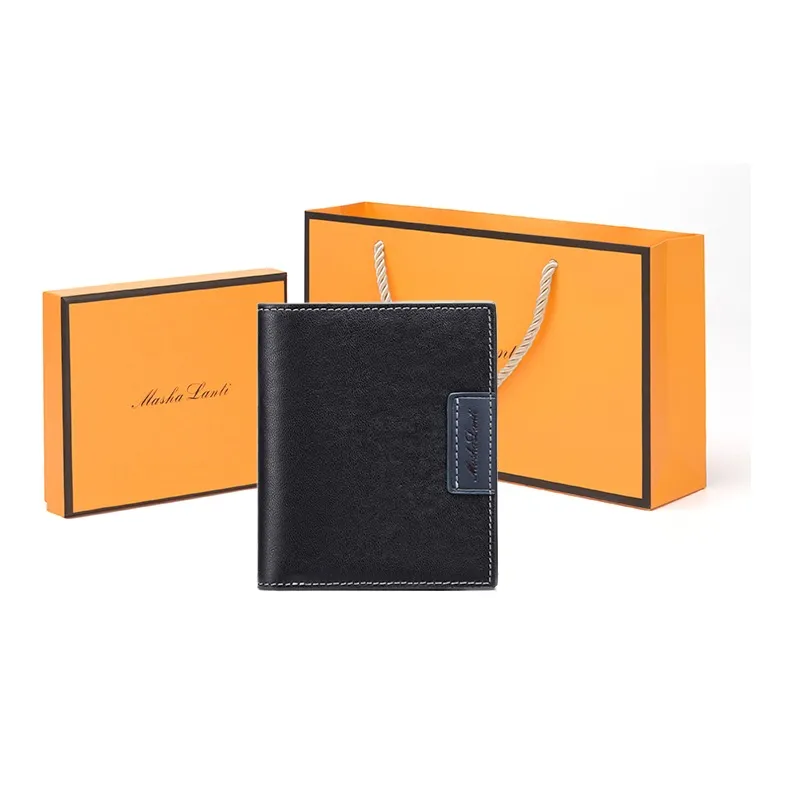 MashaLanti Top Grain Cow Leather Card Holder Wallet Regular Men's Black-8