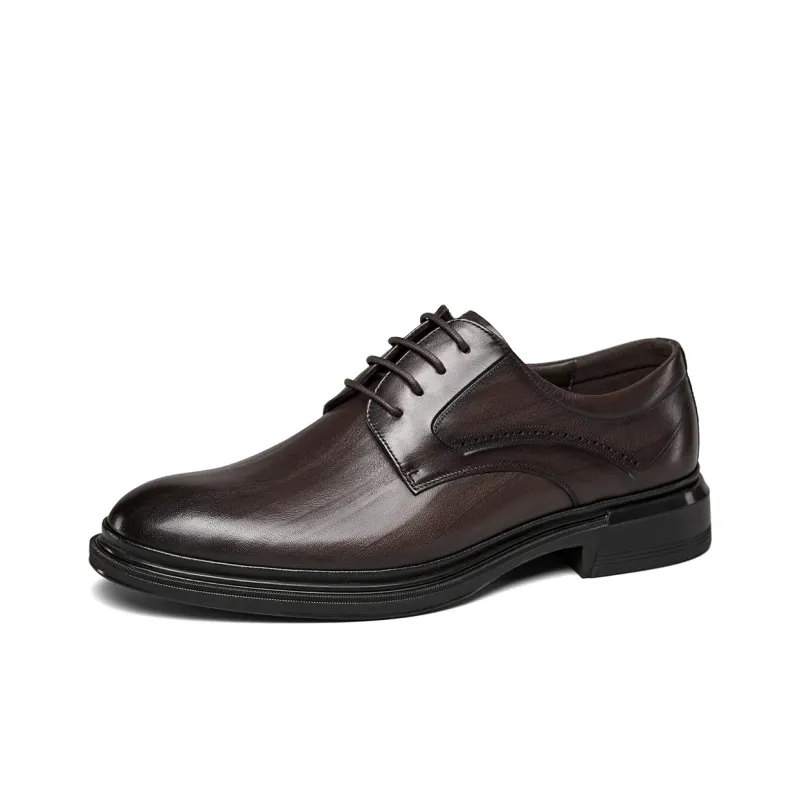 YEARCON Dress Shoes Men Low Top Brown-5